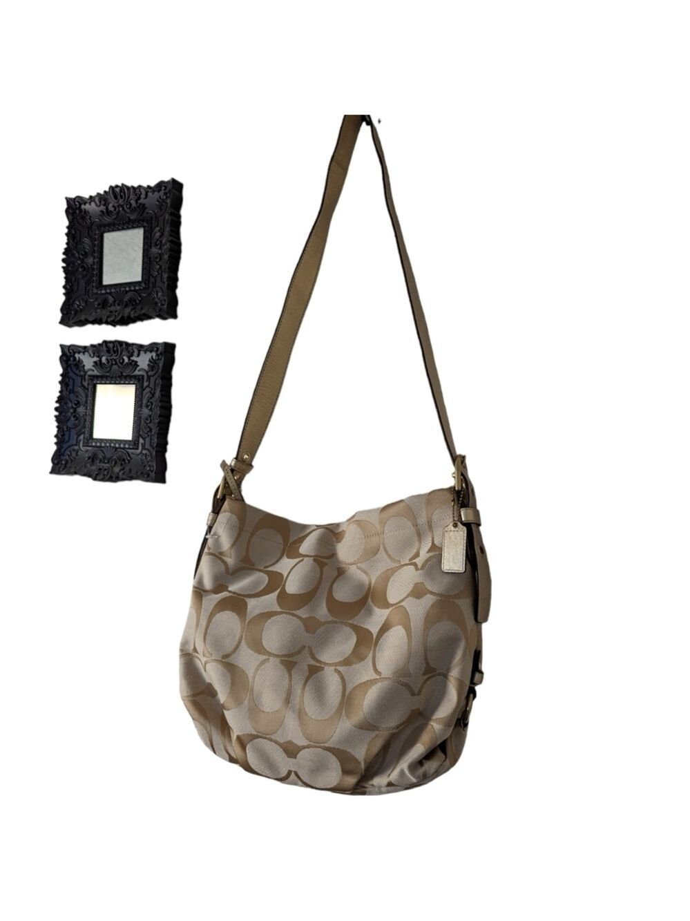 Coach F15067 Soho Signature Crossbody Shoulder Bag Khaki Gold - Picture 7 of 16